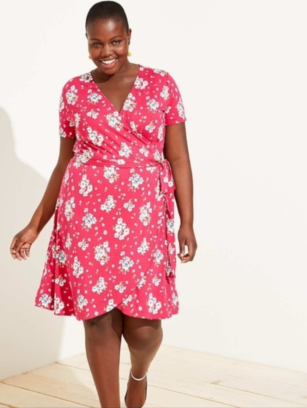 LOFT Pink Floral Wrap Dress